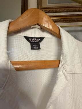 Woolrich White Camp Shirt Women’s XL Coastal Cotton Button Up